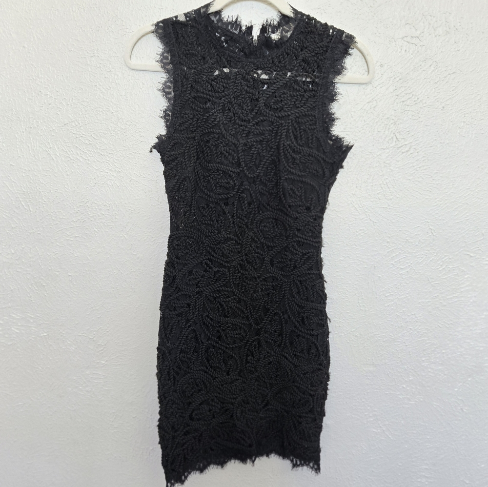 Sans Souci // Black Knotted Rope Bodycon Lace Sleeveless Mini Dress